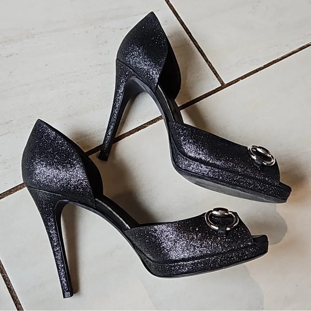 Gucci Horsebit Heels Black Glitter
w/ Box + Dustbag + Taps [EU 37.5, US 7.5] - Picture 4 of 7